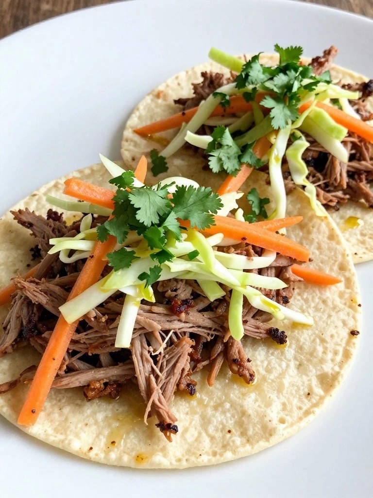 Crockpot Pork Carnitas Tacos with Fresh Slaw