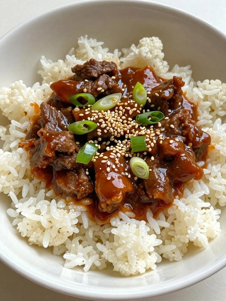 Slow Cooker Korean Beef Bowls with Cauliflower Rice