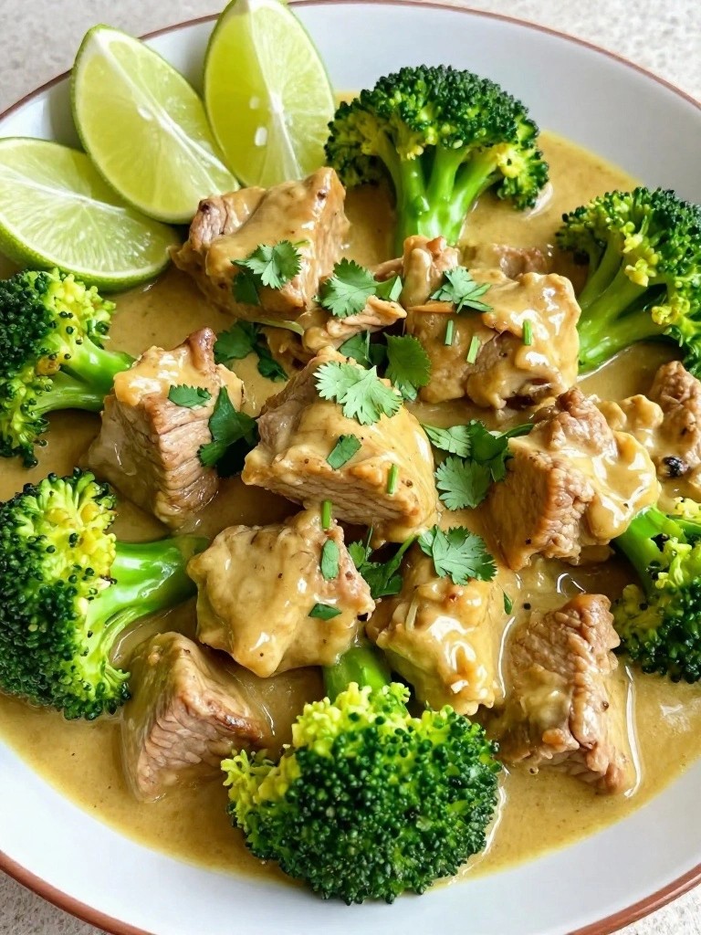 Slow Cooker Thai Coconut Pork Curry with Broccoli
