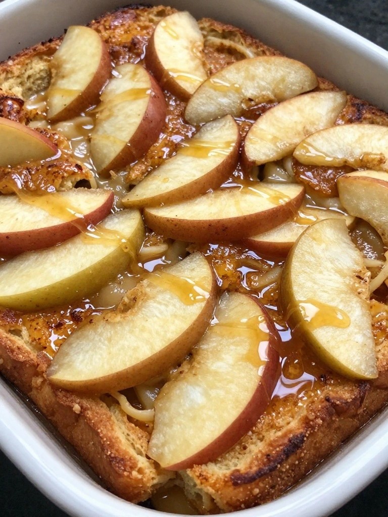 Apple Cinnamon French Toast Bake with Maple Drizzle