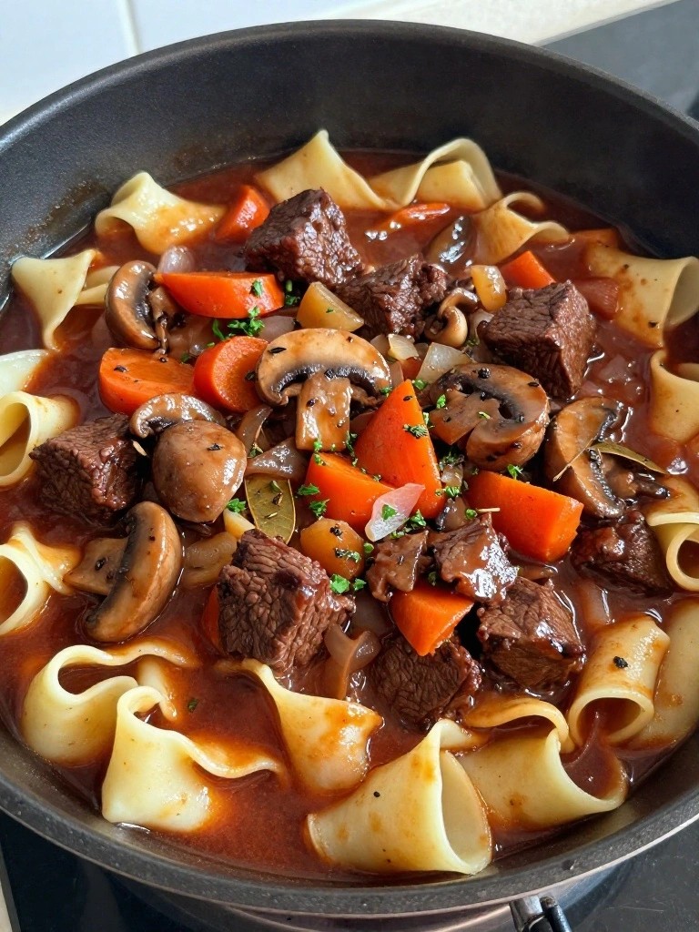Beef Bourguignon with Egg Noodles