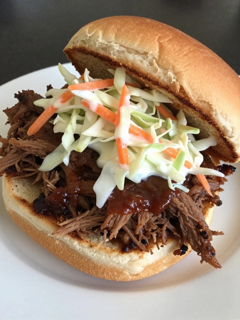 Pulled BBQ Pork with Tangy Coleslaw Sliders