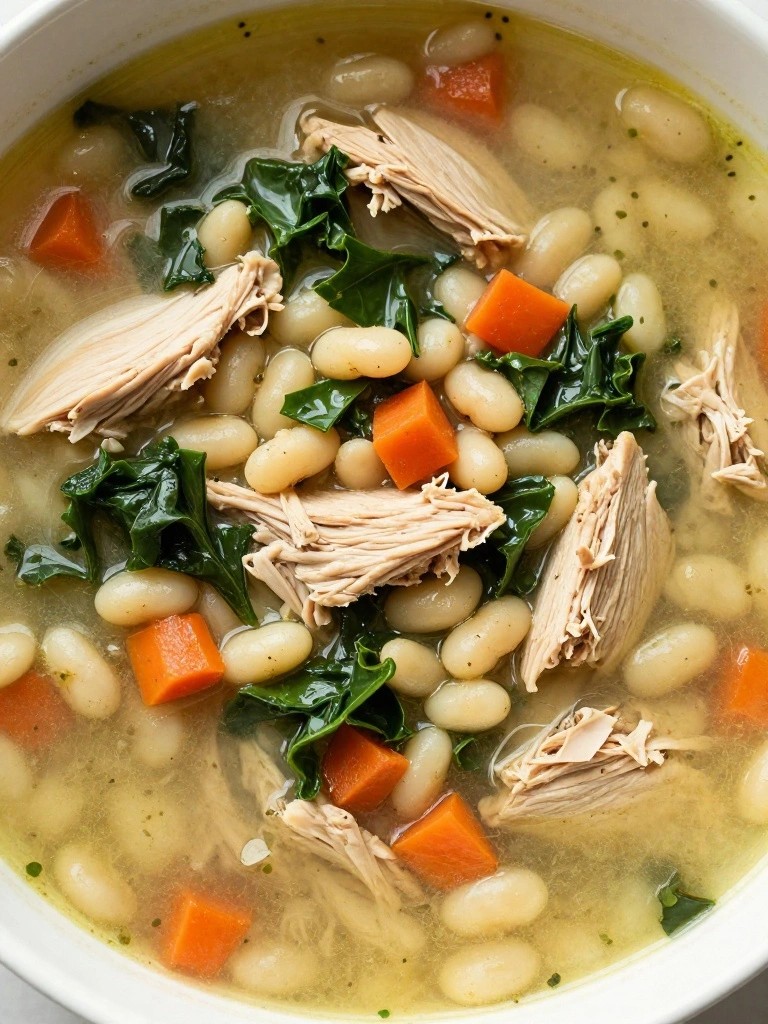 Slow Cooker Turkey and Kale White Bean Soup