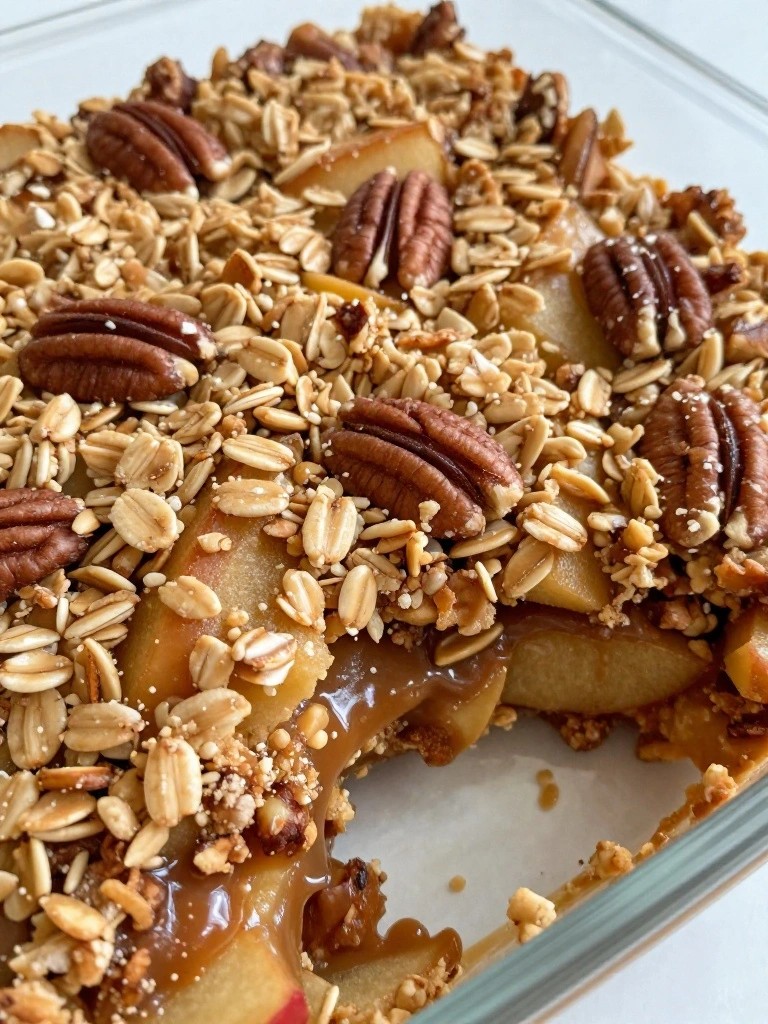 Slow Cooker Caramel Apple Pecan Crisp
