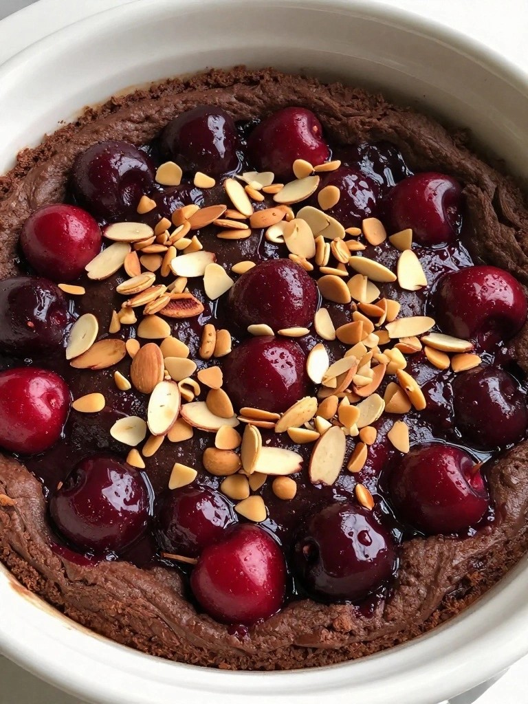 Slow Cooker Cherry Chocolate Dump Cake with Almond Topping