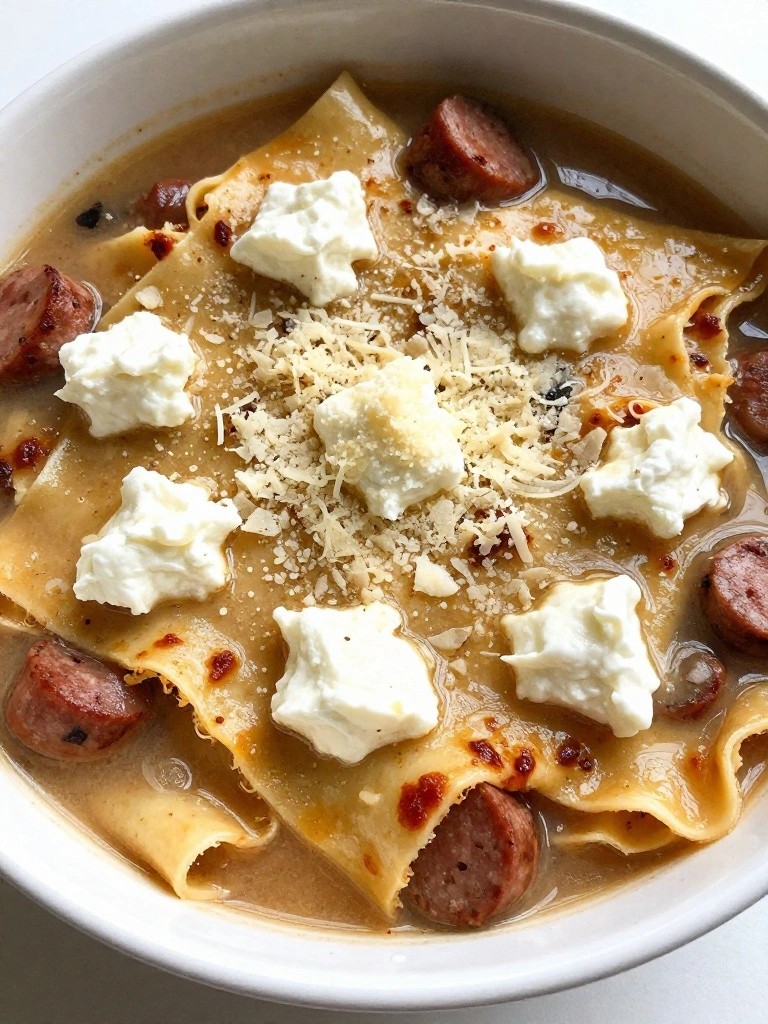 Lazy Lasagna Soup with Ricotta Dollops
