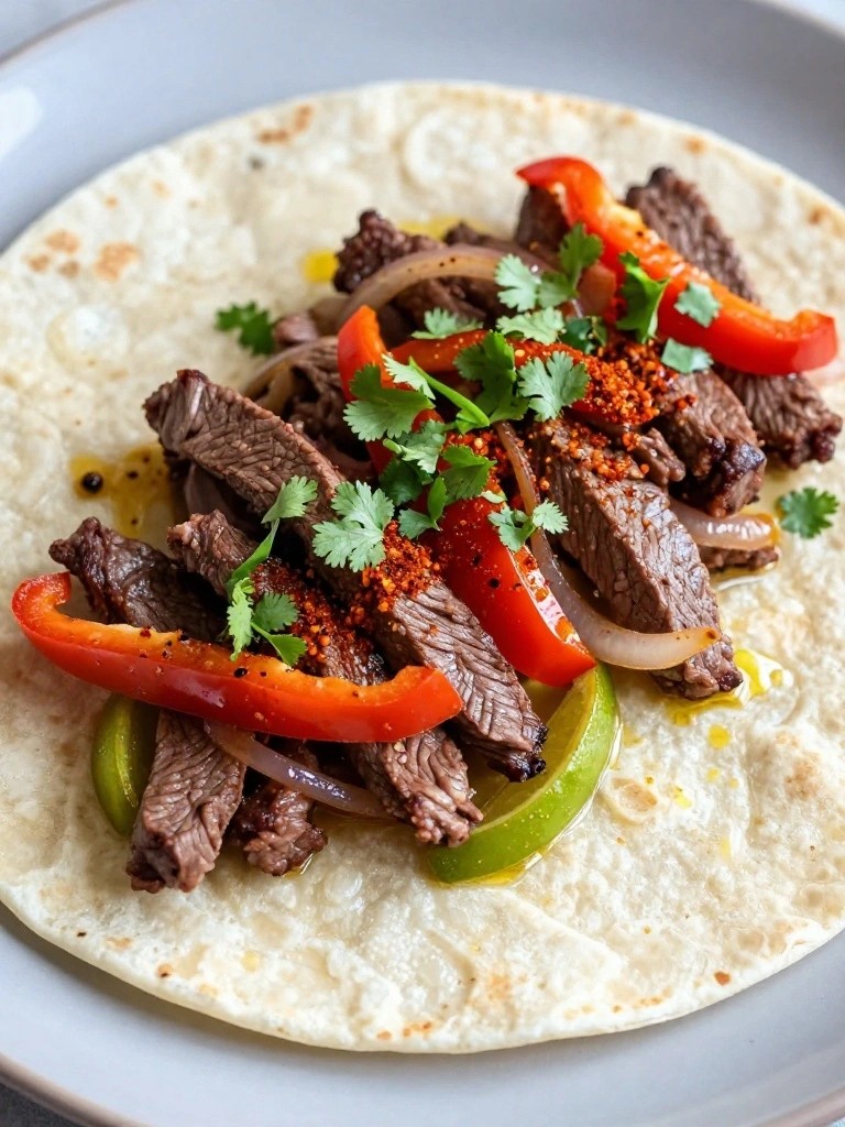 One-Skillet Beef Fajitas with Peppers and Onions