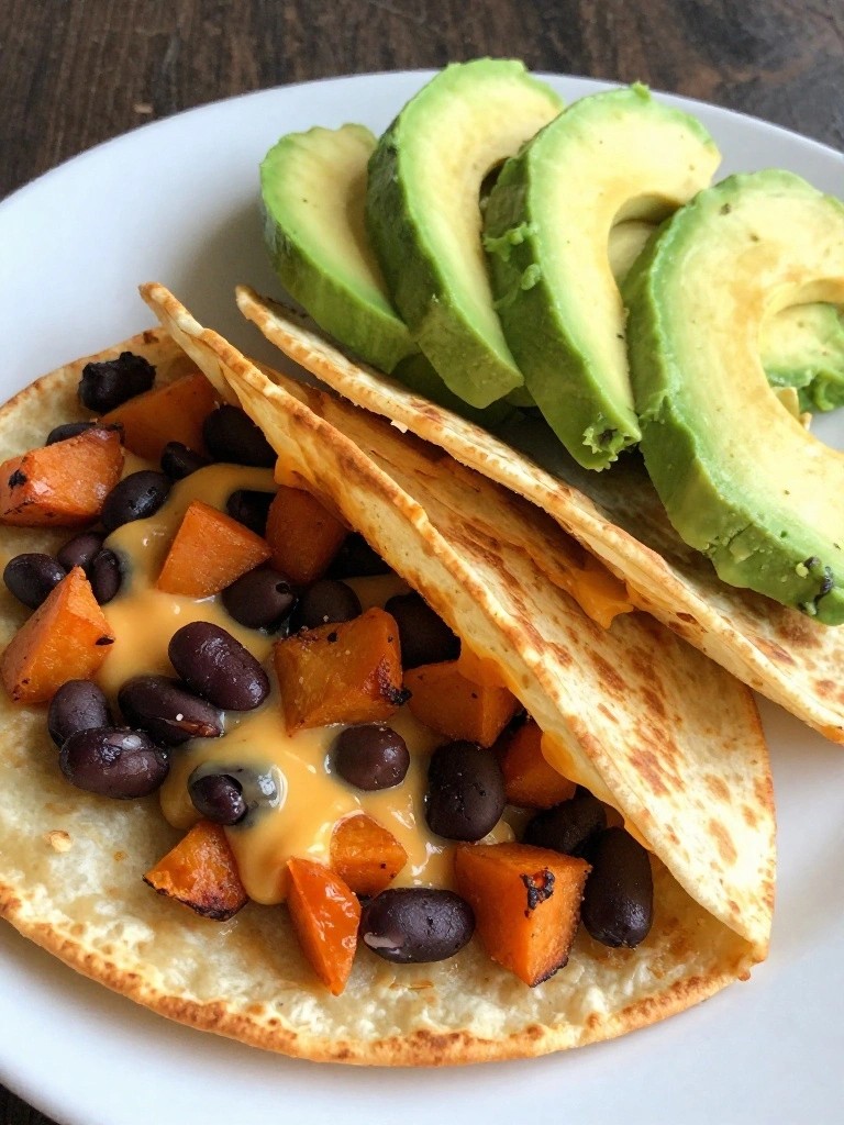 Sweet Potato and Black Bean Quesadillas with Avocado