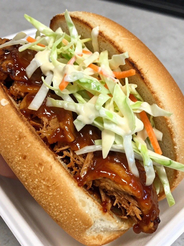 BBQ Pulled Chicken Sandwiches with Tangy Slaw