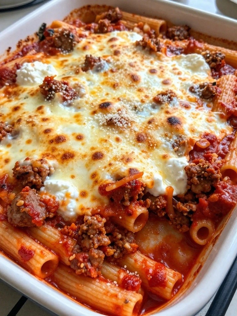 Cheesy Baked Ziti with Italian Sausage
