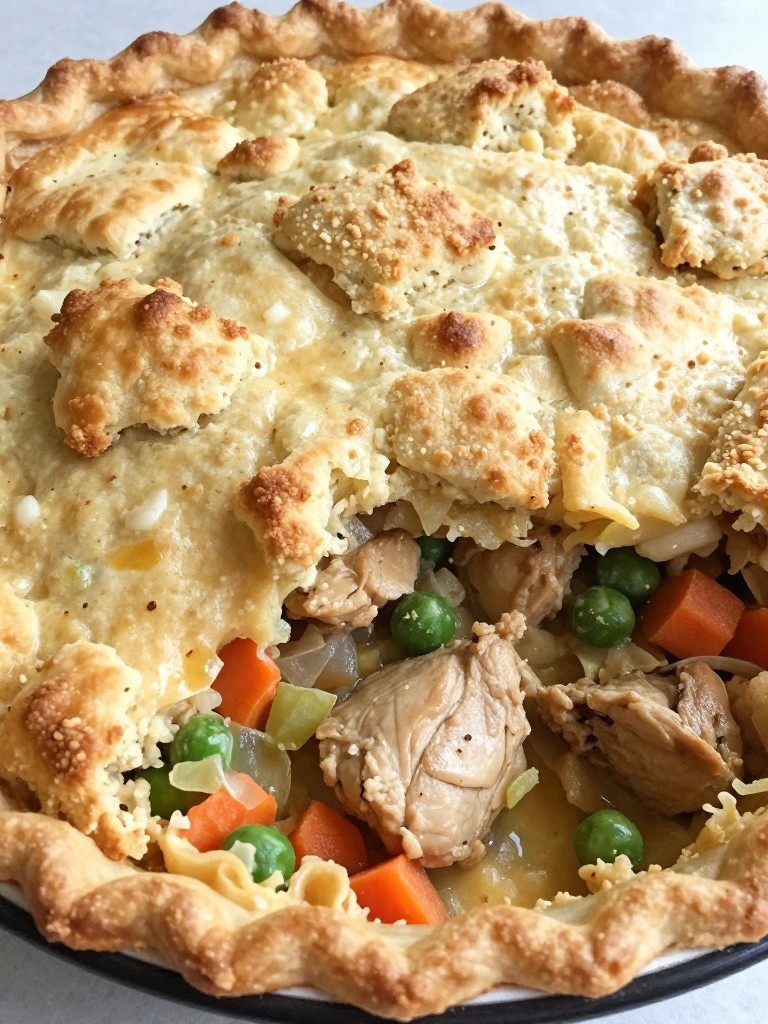 Chicken Pot Pie with Flaky Biscuit Topping