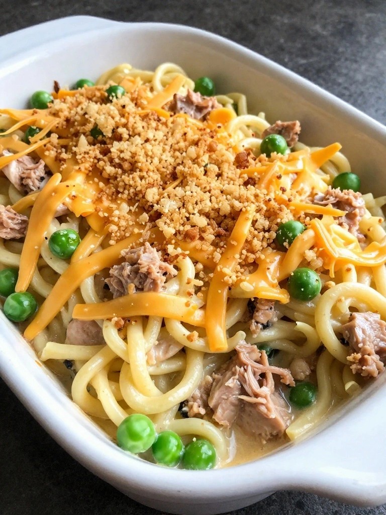 Tuna Noodle Casserole with Crispy Topping