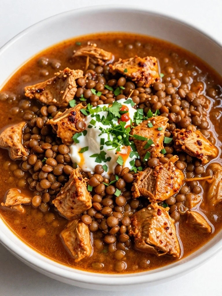 Slow Cooker Spicy Harissa Turkey and Lentil Stew
