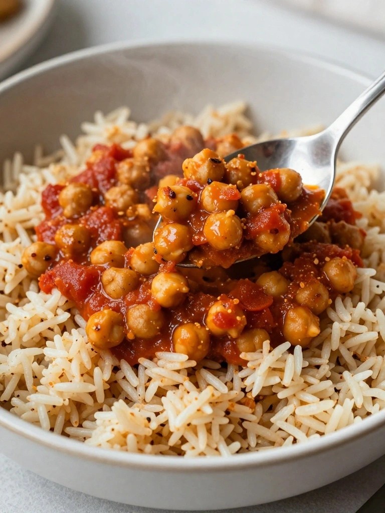 Slow Cooker Chickpea Tikka Masala with Brown Rice