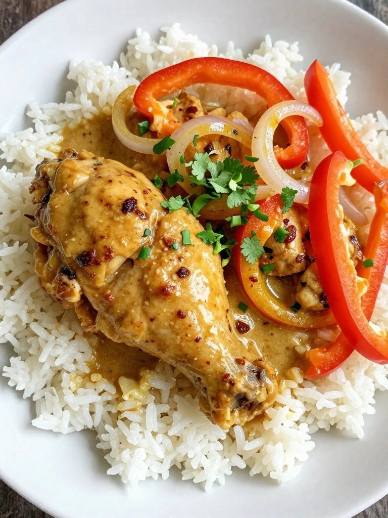 Slow Cooker Thai Coconut Curry Chicken with Jasmine Rice