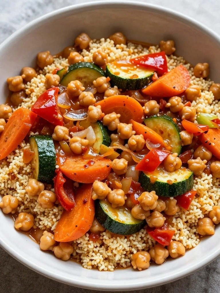 Moroccan Chickpea and Vegetable Tagine with Couscous
