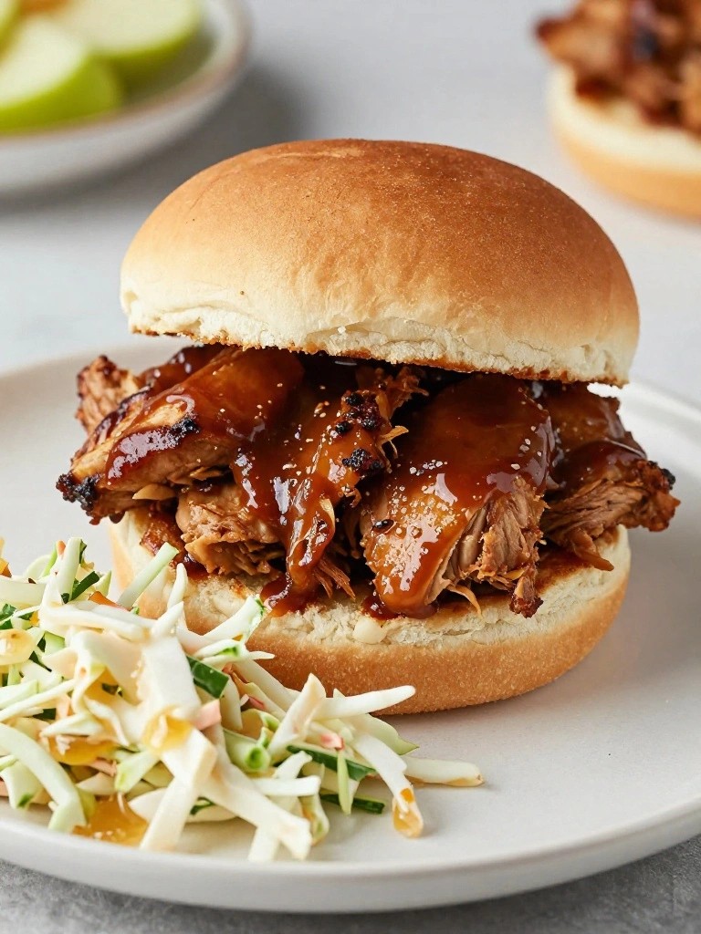 Slow Cooker BBQ Chicken Sliders with Slaw