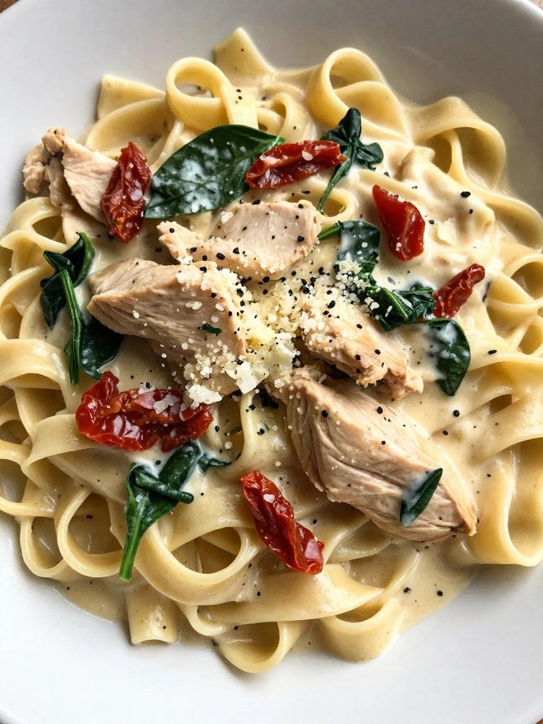 Slow Cooker Creamy Tuscan Chicken Pasta