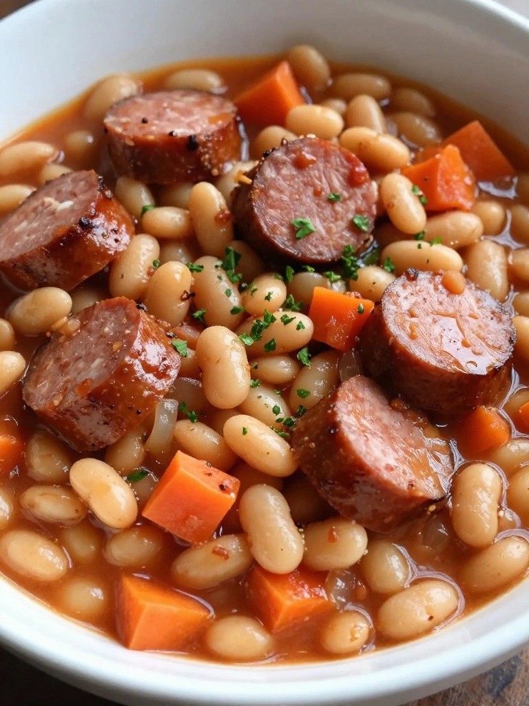 Slow Cooker Sausage and White Bean Cassoulet