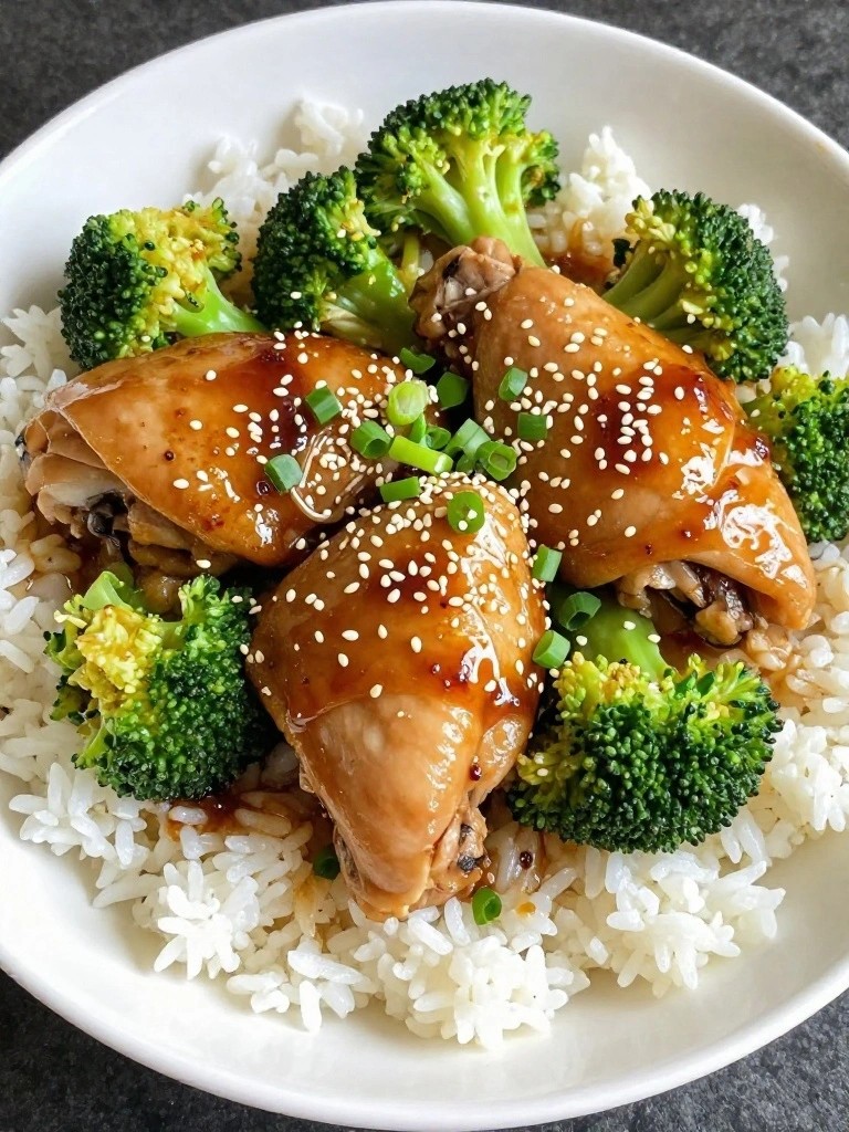 Honey Garlic Chicken with Broccoli and Rice