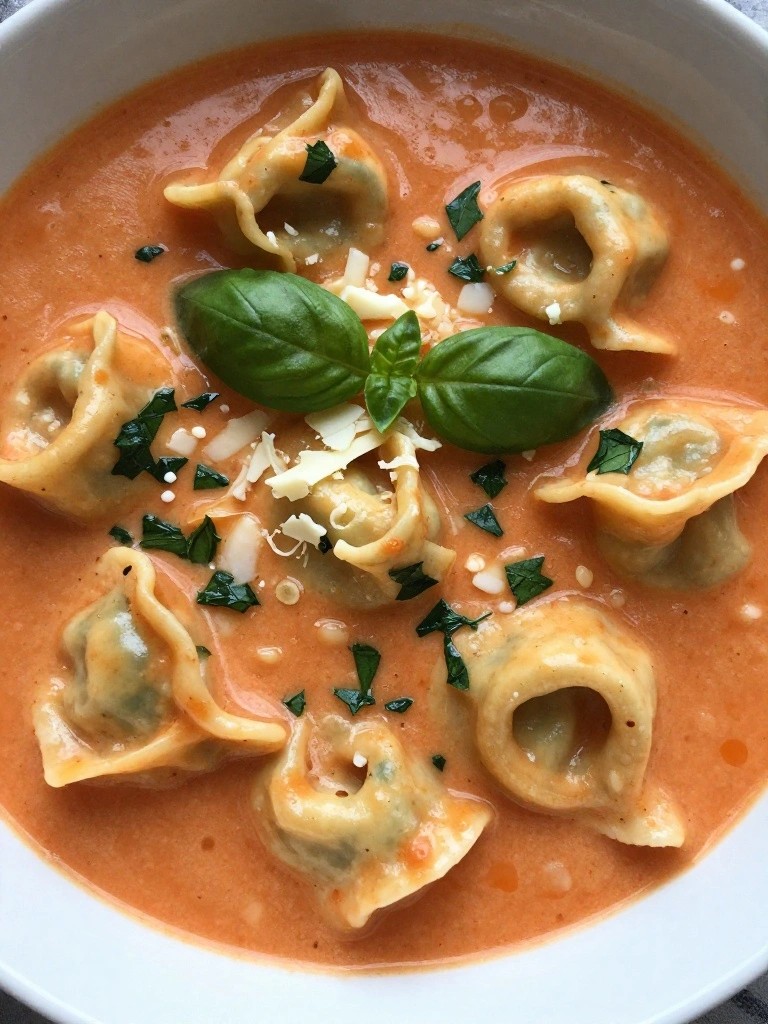 Creamy Tomato Basil Tortellini Soup