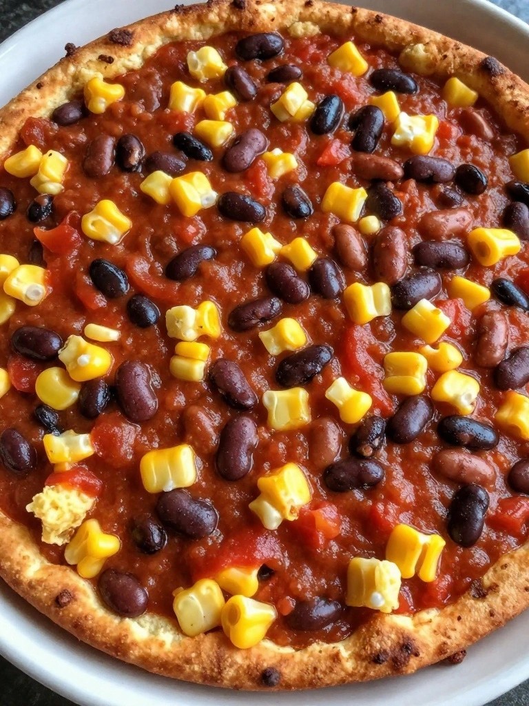Spicy Three-Bean Chili with Cornbread Topping