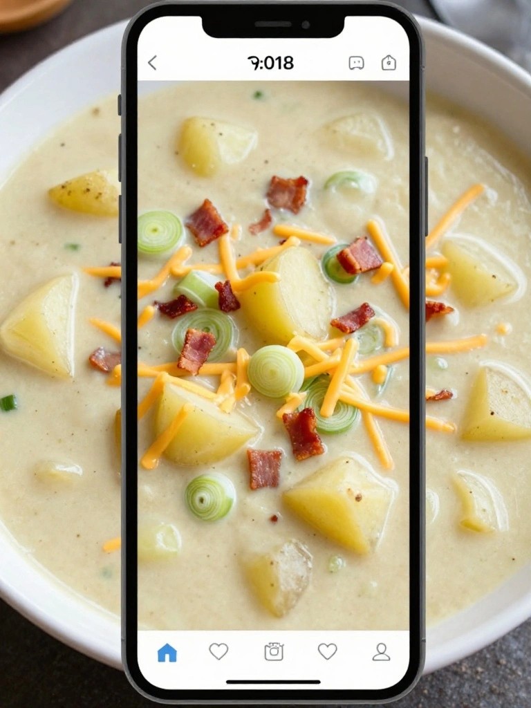 Cheesy Potato Leek Soup with Bacon