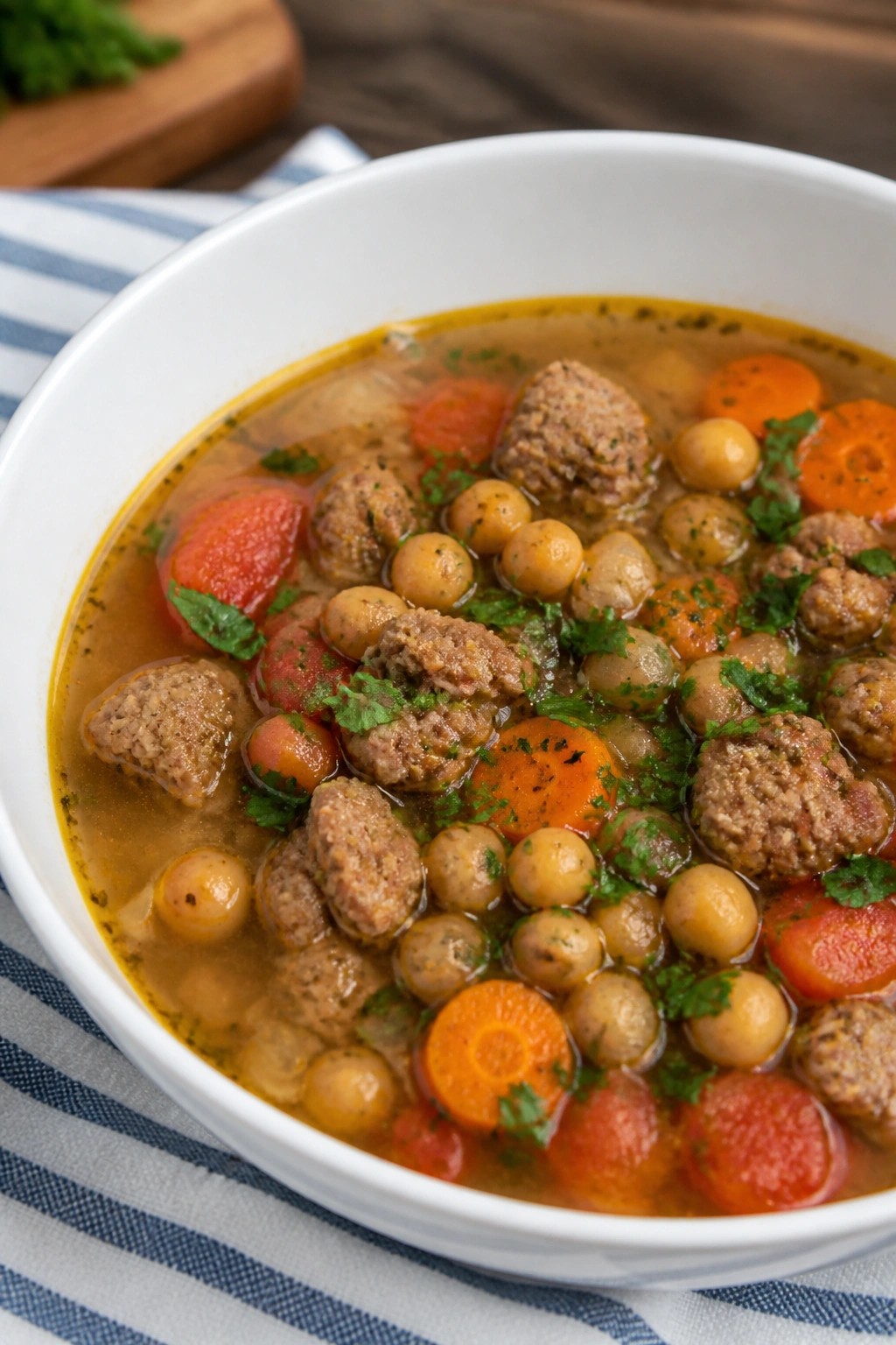 Rustic Italian Sausage and Chickpea Soup with Herbs