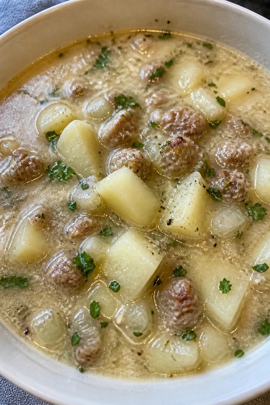 Rustic Italian Sausage Potato and Parmesan Soup