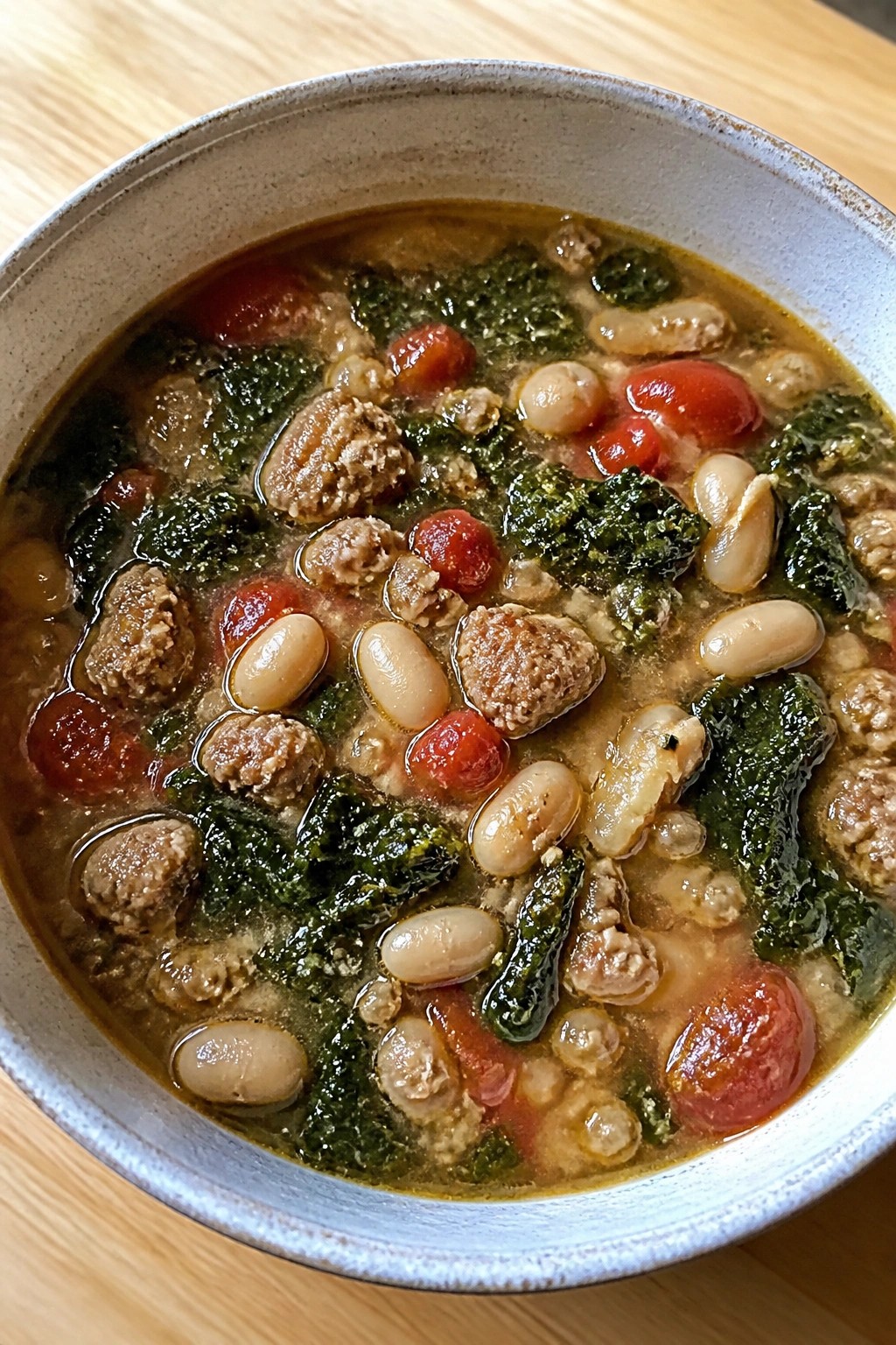 Slow Cooker Tuscan Italian Sausage Kale and White Bean Soup
