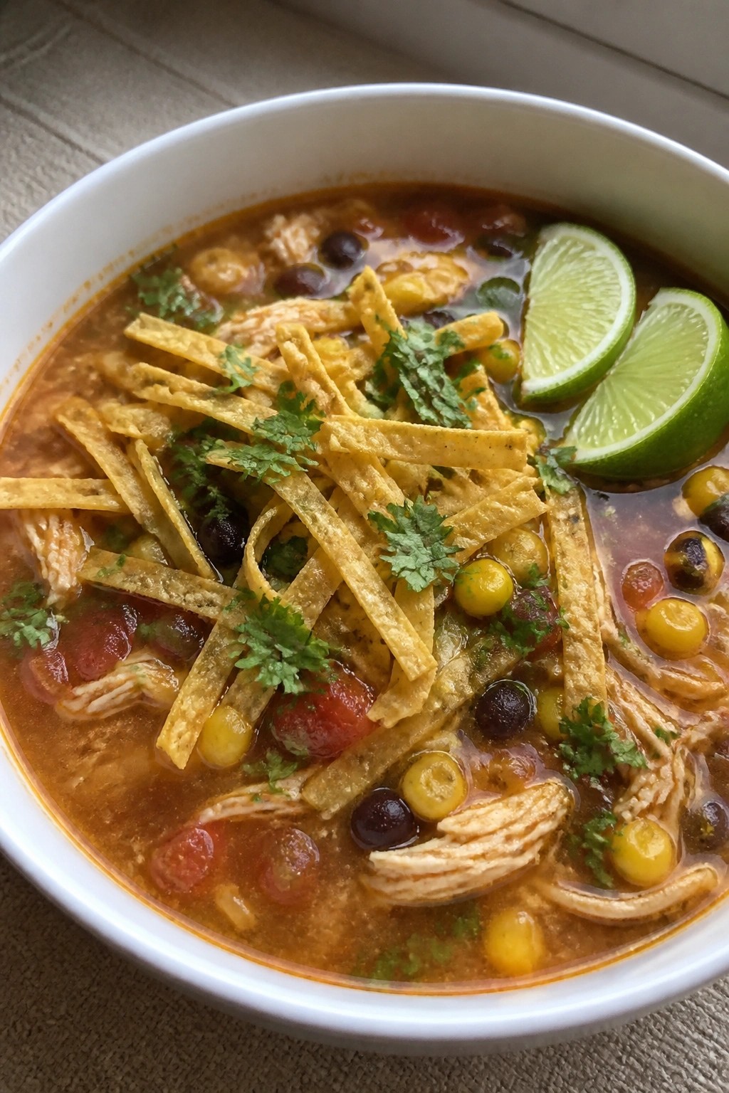 Slow Cooker Mexican Chicken Tortilla Soup with Lime