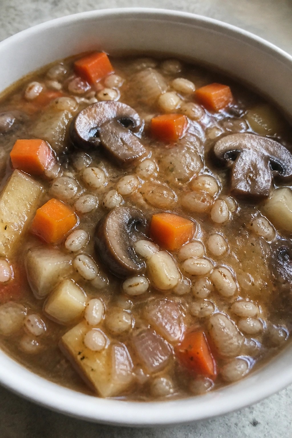 Hearty Mushroom Barley and Root Vegetable Stew