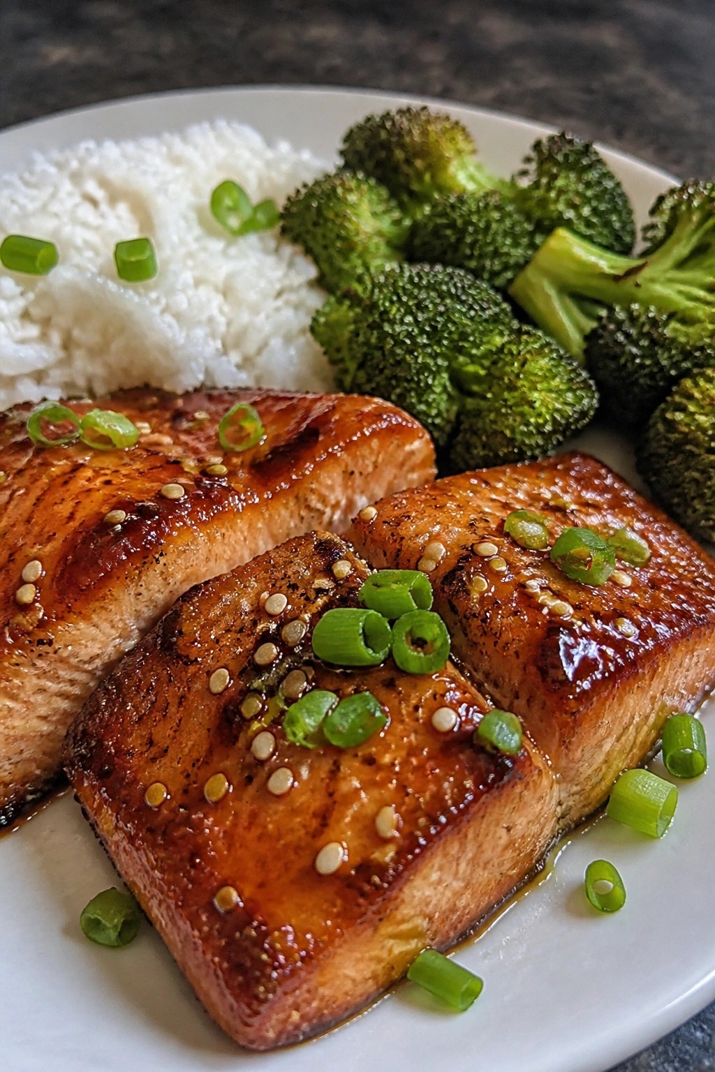 Honey-Soy Glazed Salmon with Broccoli and Rice