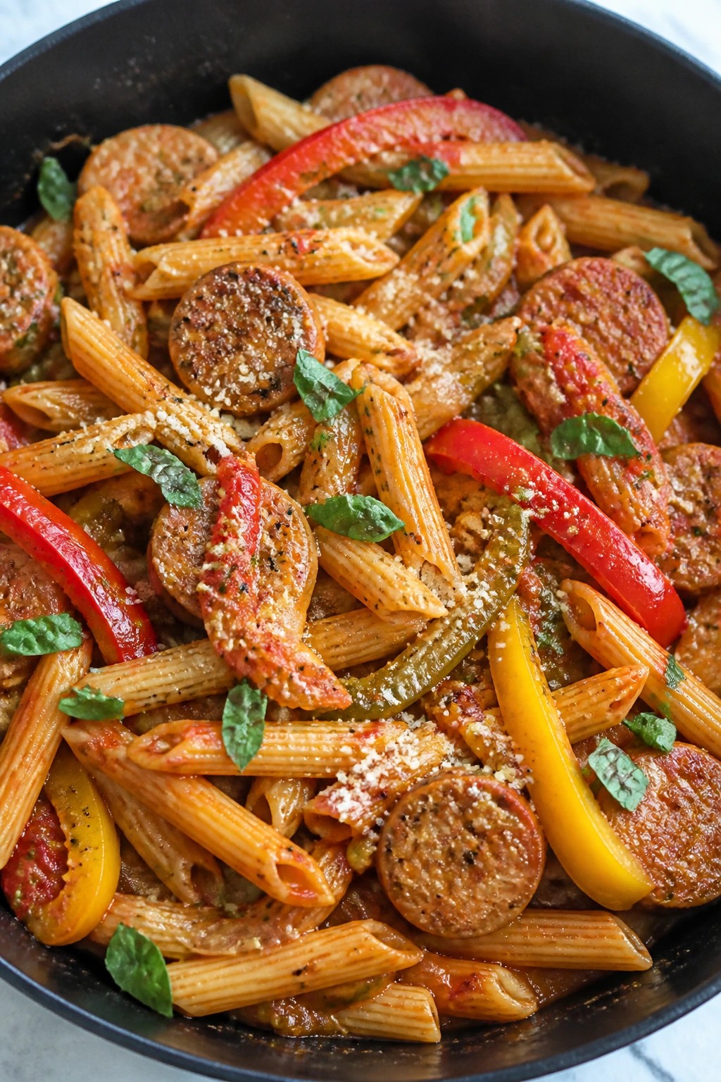 One-Skillet Italian Sausage and Pepper Pasta