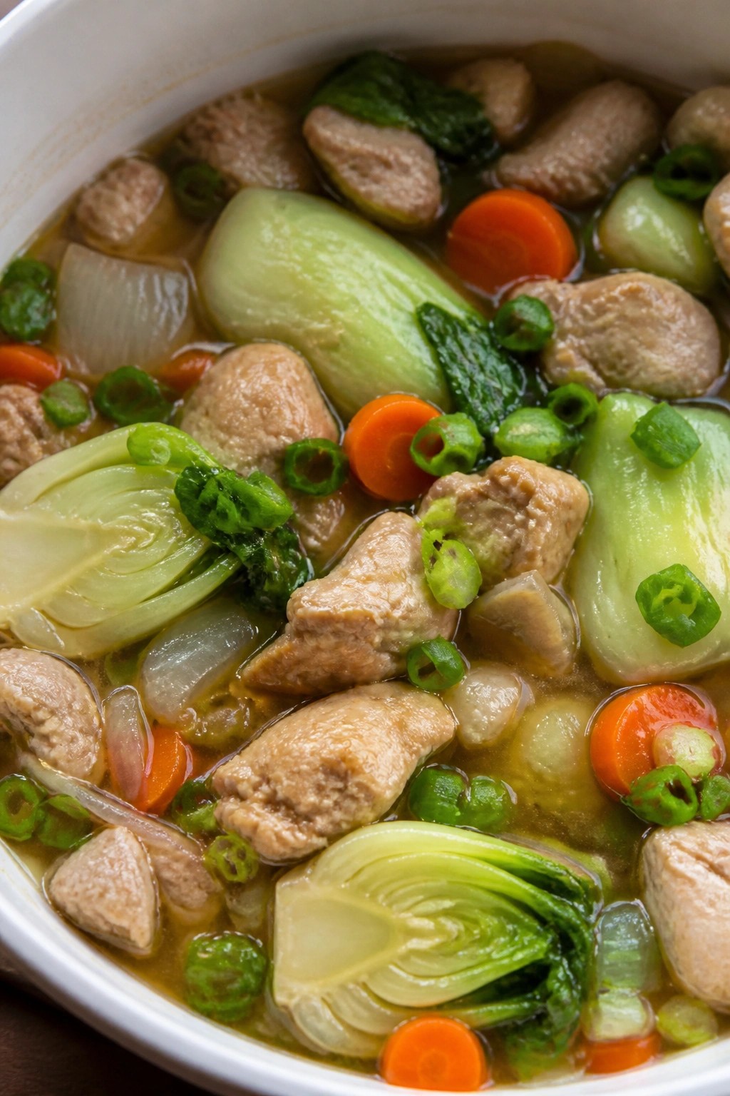 Ginger-Soy Chicken and Bok Choy Vegetable Stew