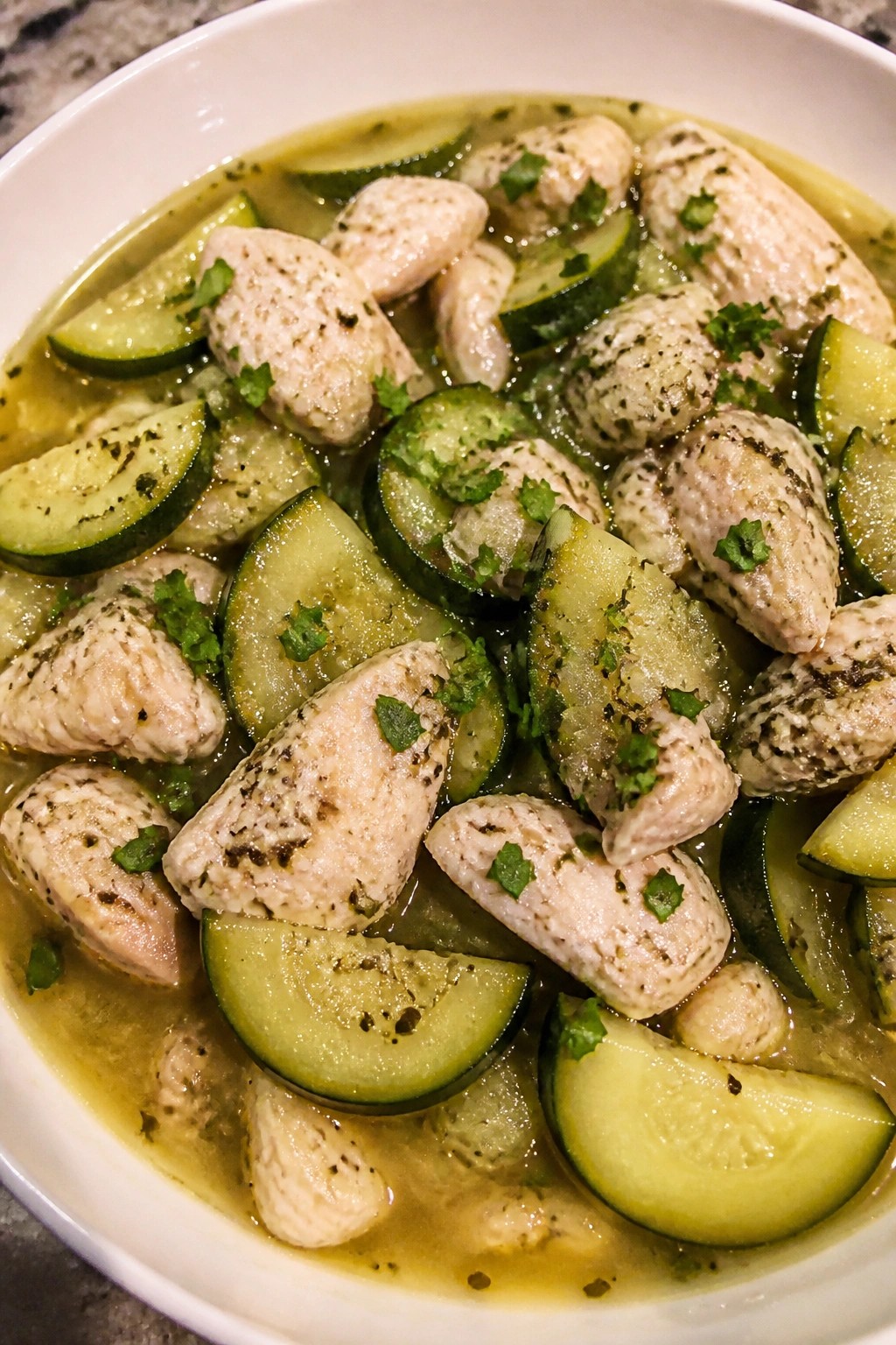 Lemon Garlic Mediterranean Chicken and Zucchini Stew