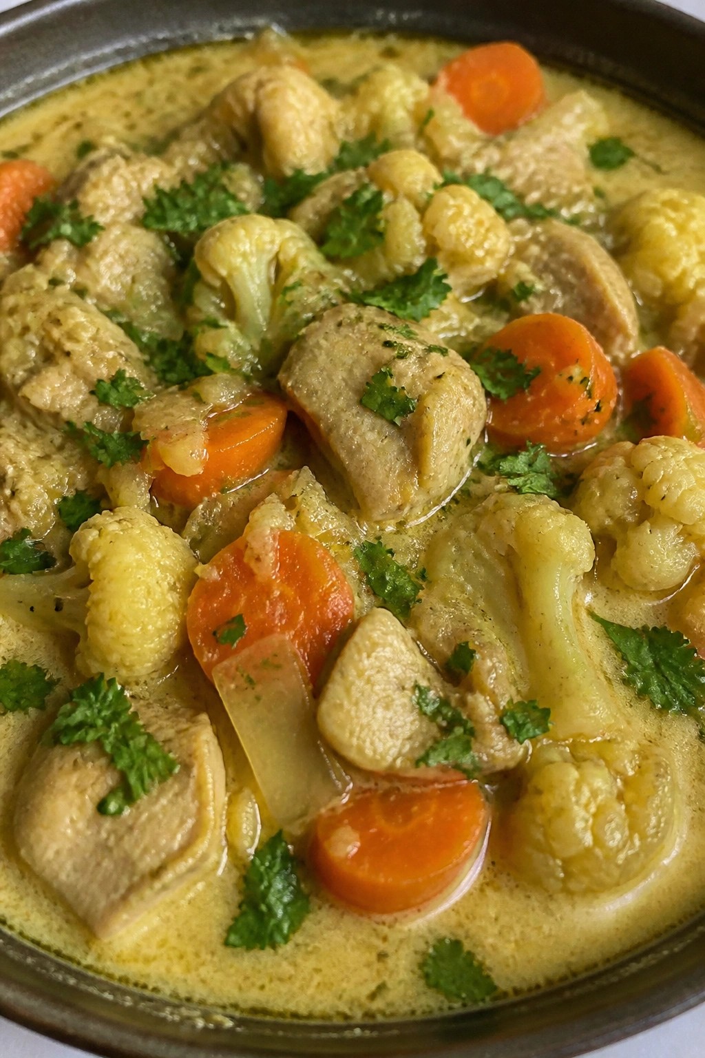 Mild Curry Chicken and Cauliflower Stew