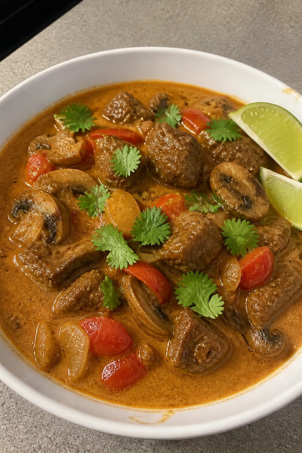 Coconut Curry Beef and Mushroom Stew