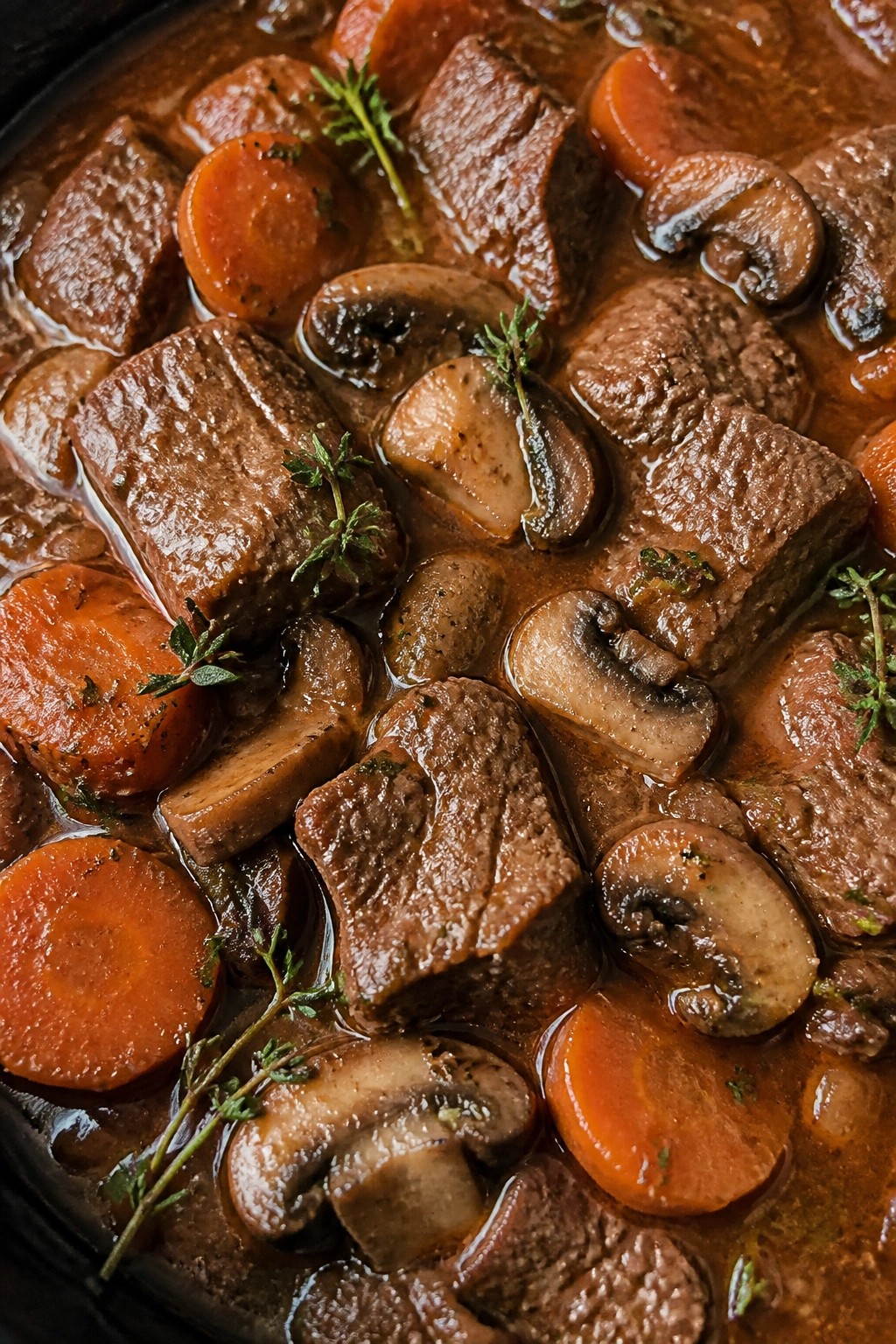 Red Wine and Thyme Beef Mushroom Stew