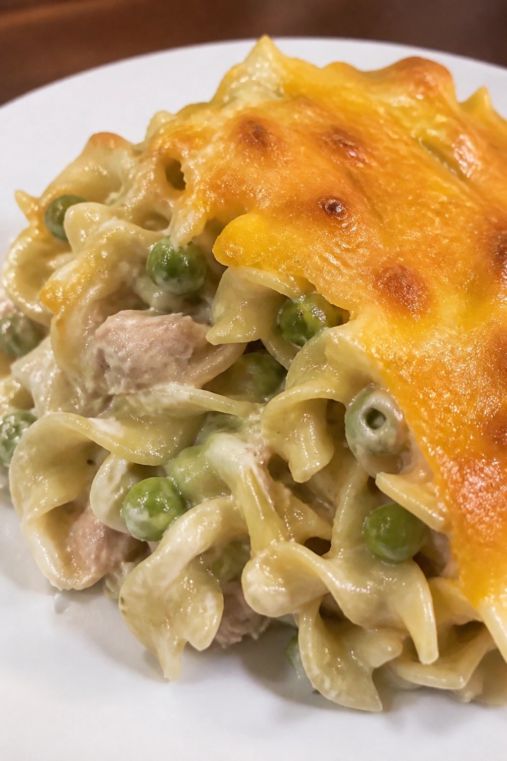 Cheesy Tuna Noodle Casserole with Peas