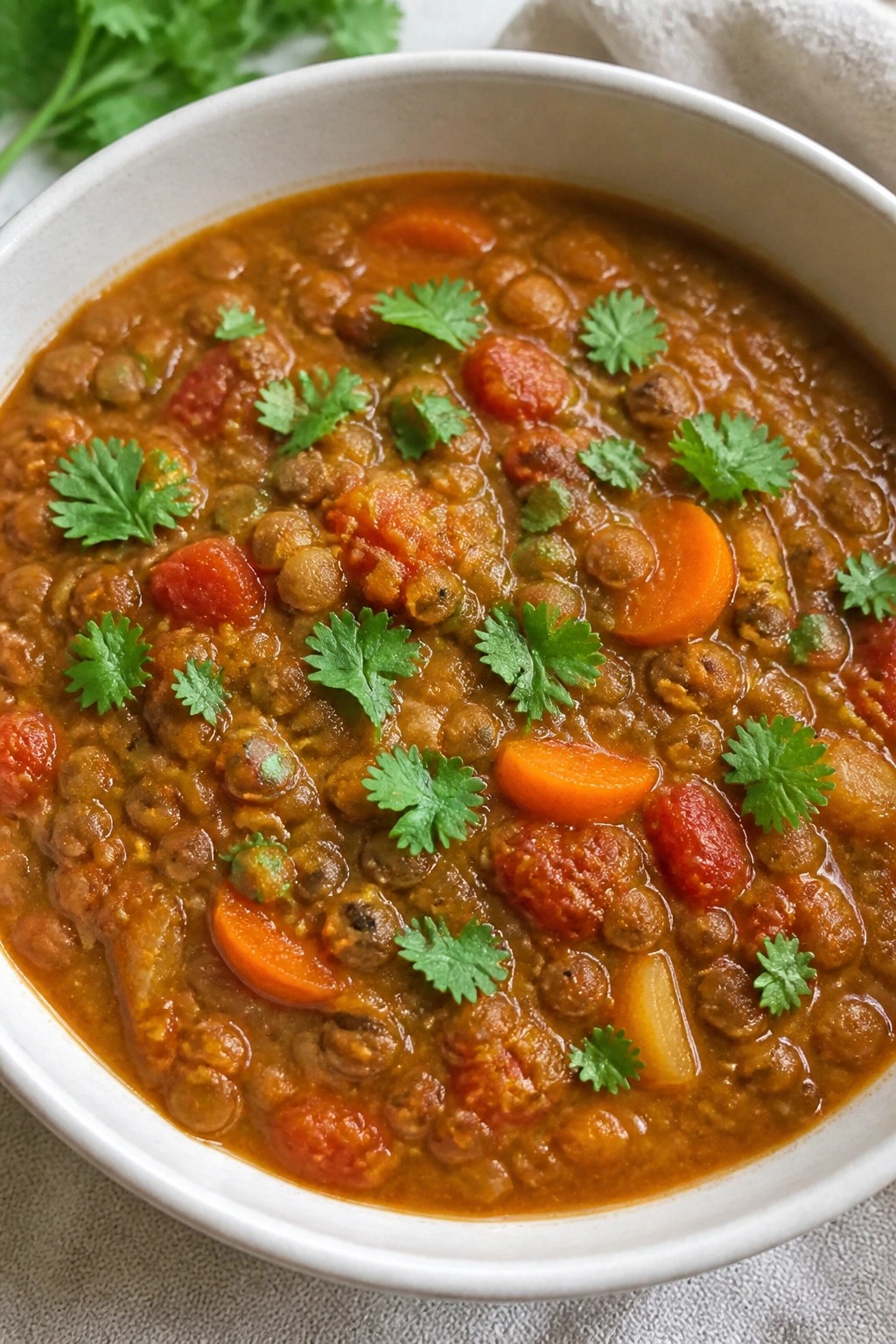 Slow Cooker Curried Lentil and Tomato Soup