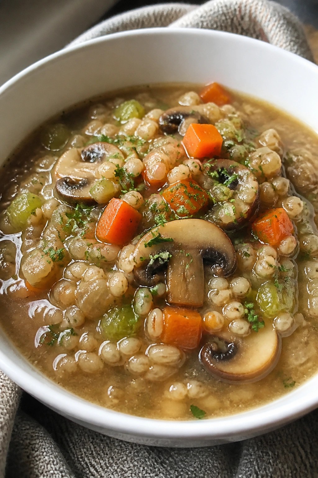 Slow Cooker Mushroom Barley Soup