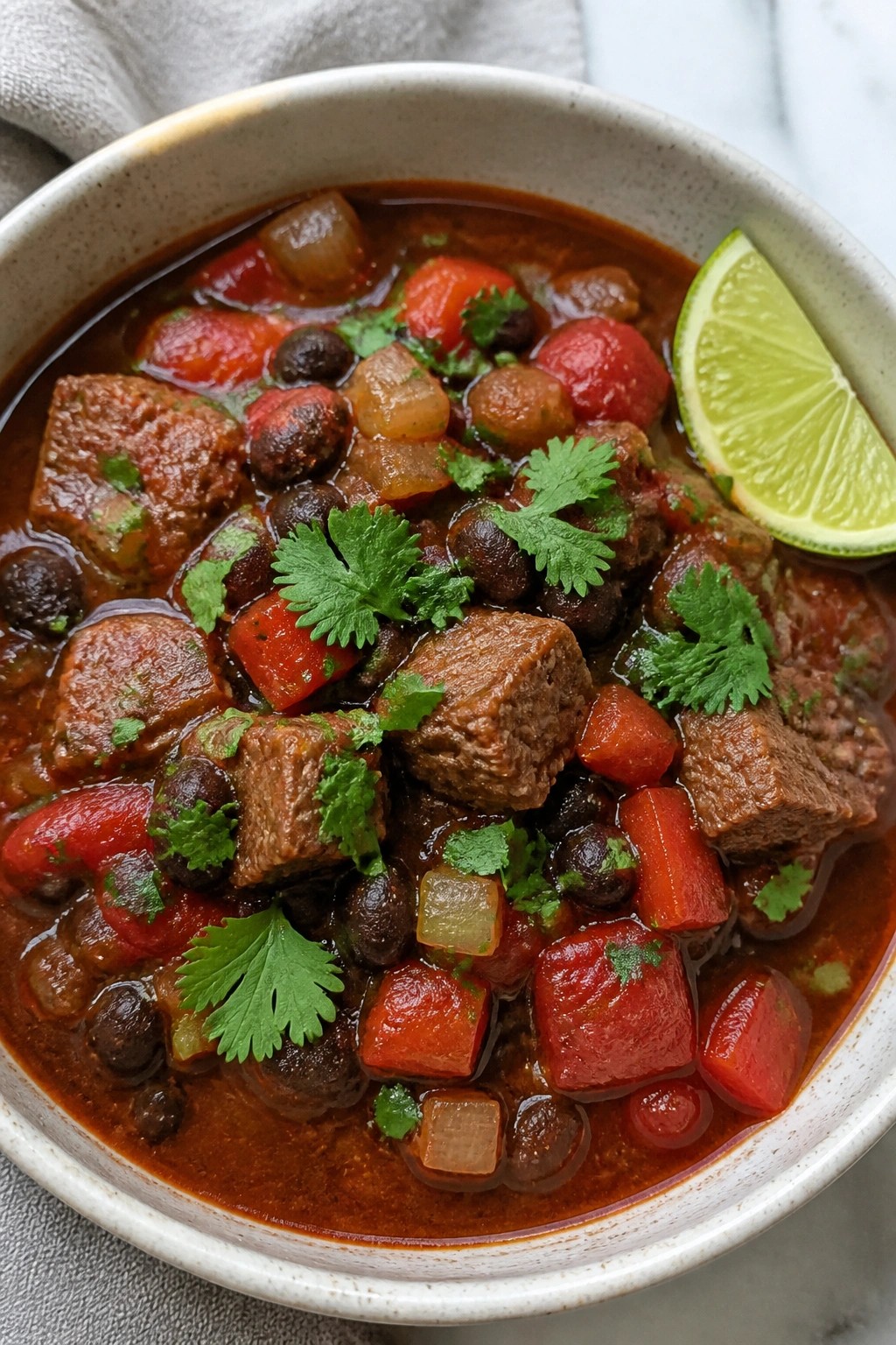 Slow Cooker Mexican Chipotle Beef and Black Bean Stew