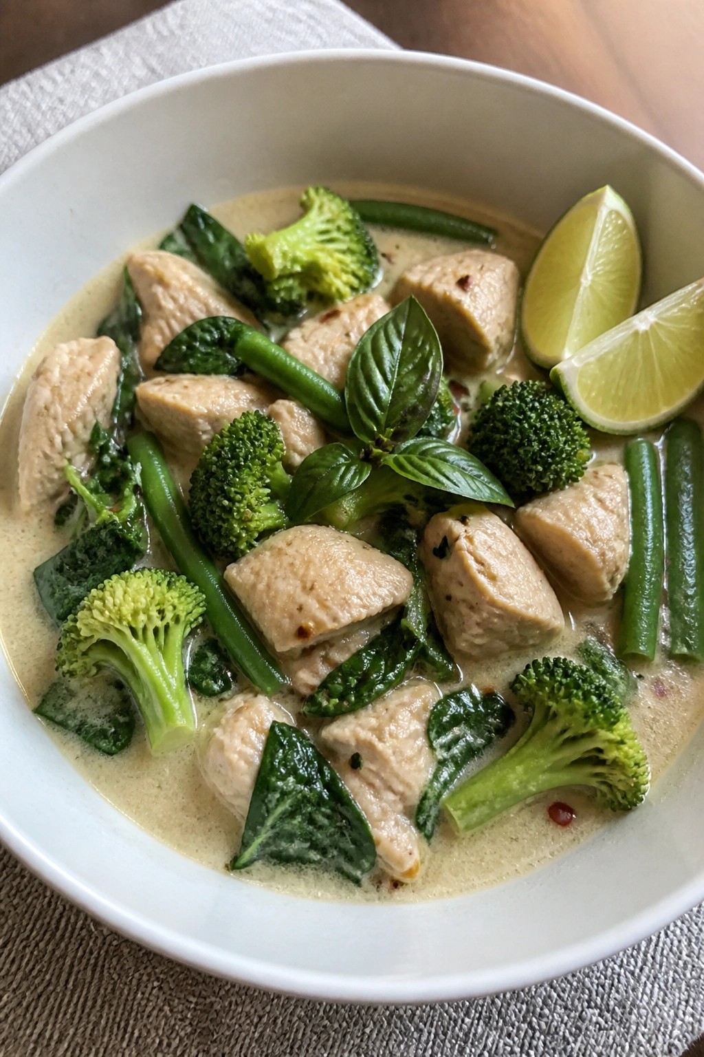 Slow Cooker Thai Basil Chicken and Green Vegetable Stew