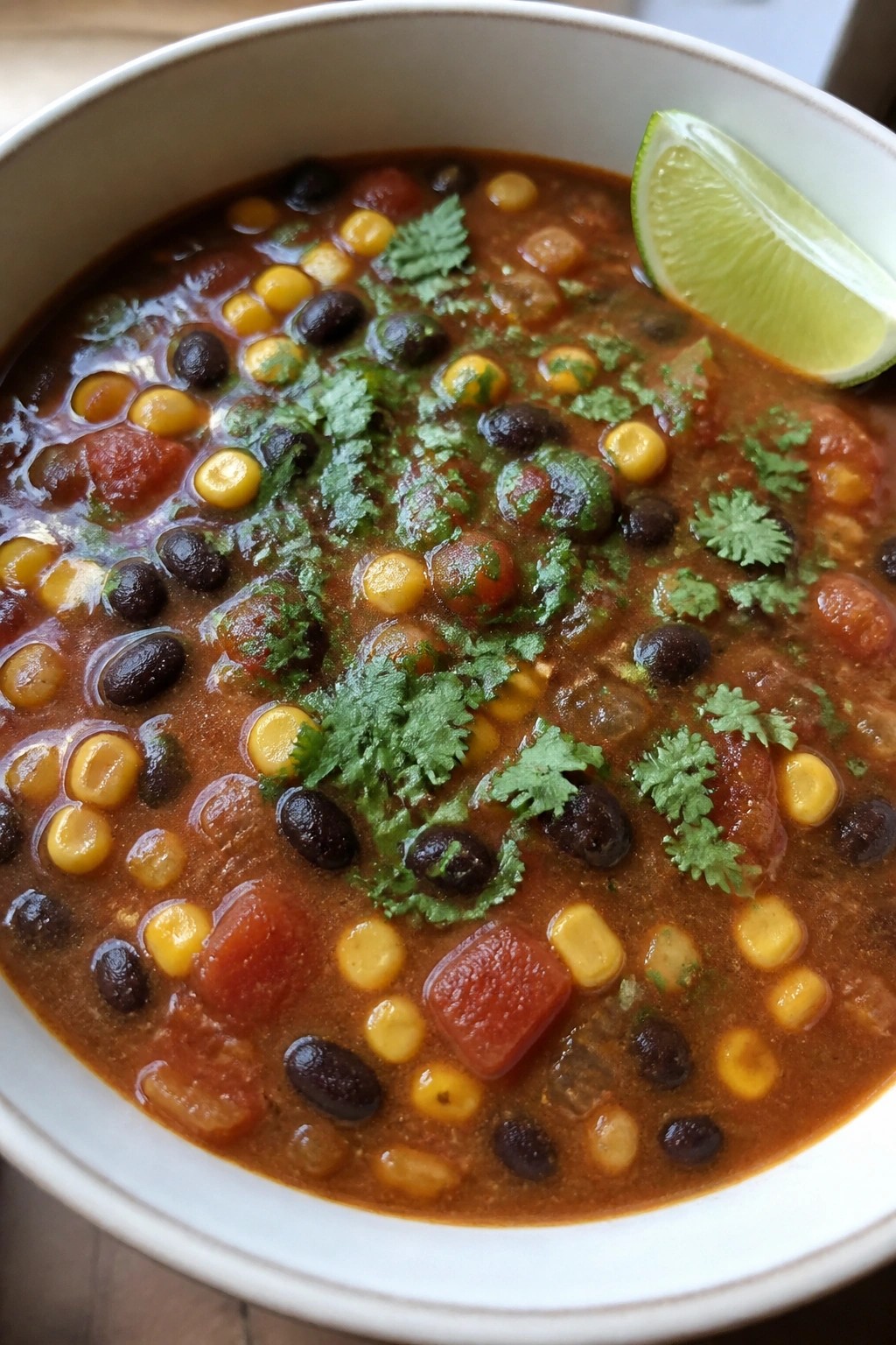 Slow Cooker Mexican Black Bean and Corn Soup