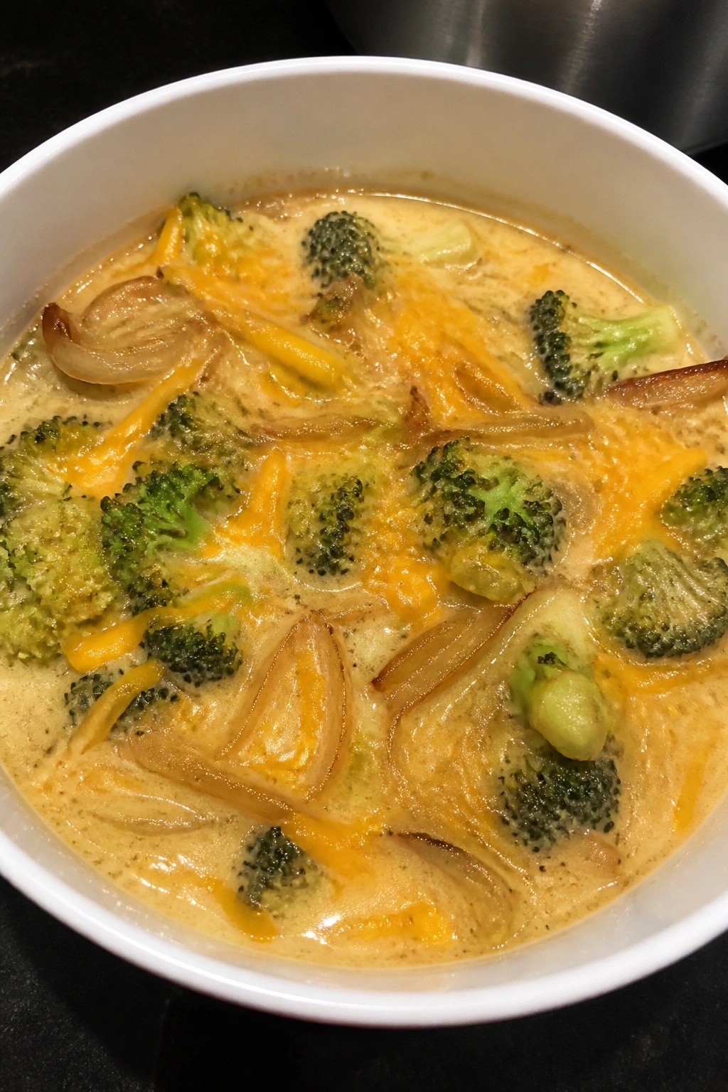 Caramelized Onion Broccoli Cheddar Soup