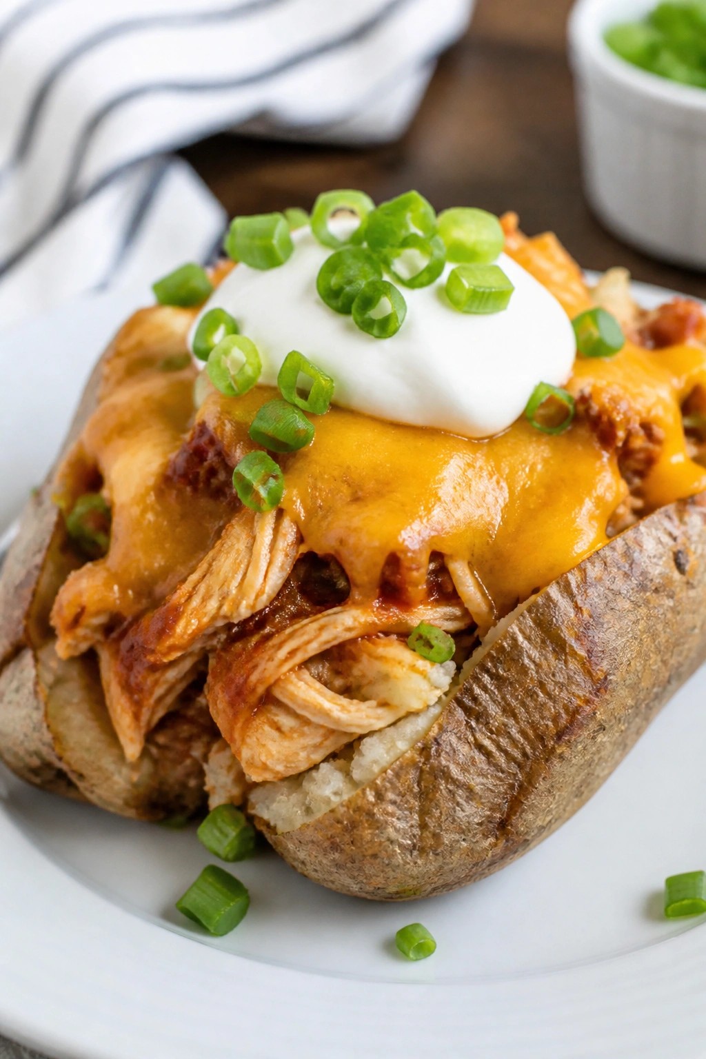 BBQ Pulled Chicken Stuffed Baked Potatoes