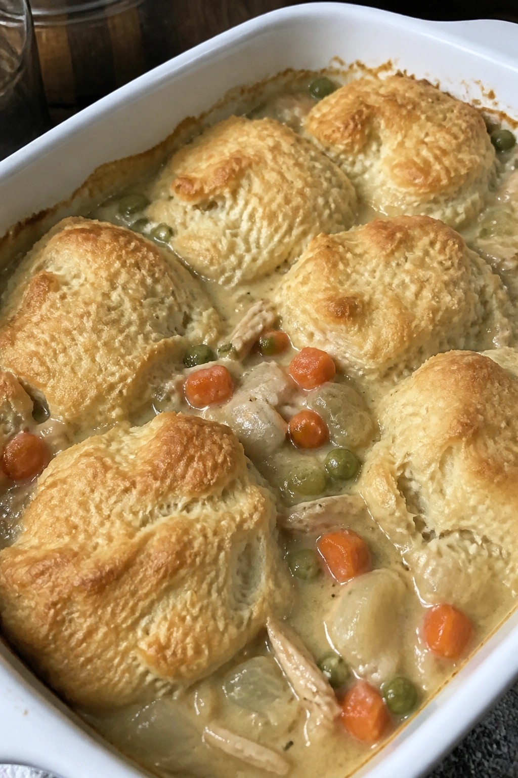 Cozy Chicken Pot Pie with Flaky Biscuit Topping