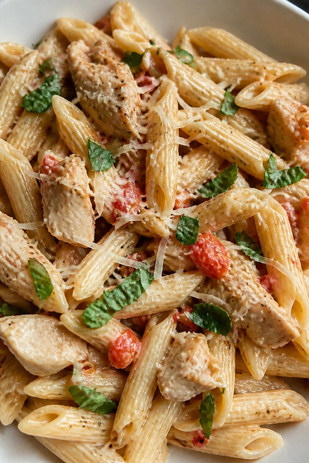 Creamy Roasted Red Pepper and Chicken Penne