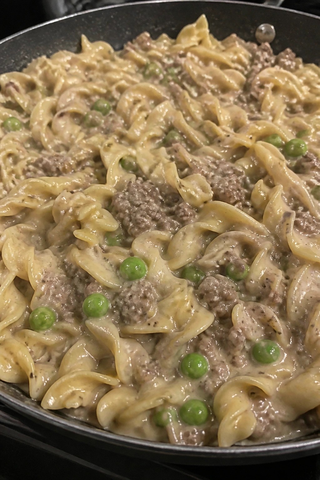 Family Creamy Beef and Pea Stroganoff Pasta